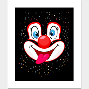 funny clown face Posters and Art